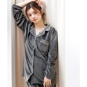 パジャマ ルームウェア パールシャギーシャツルームウェア（上下2点セット）パジャマ レディース