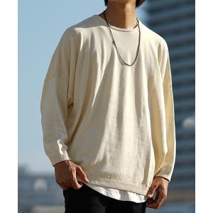 ニット オーバーサイズ ニット ドルマンスリーブ コットンハイゲージ クルー＆Vネック