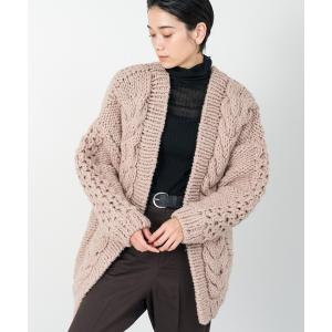 カーディガン ハンドニットケーブルカーディガン