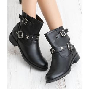 ブーツ ダブルベルトショートブーツ
