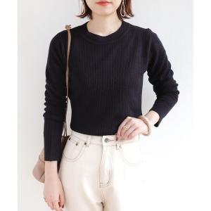 ニット クルーネックリブニットトップス