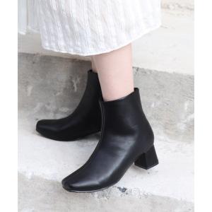 ブーツ 21AW新色安定感ある履き心地スクエアショートブーツ IN9080