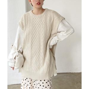 ベスト ケーブルノースリニット/ニットベスト