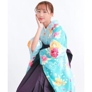 着物 ジュニア袴4点セット 花和柄