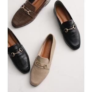 ローファー スクエアトゥビット付きローファー レディース