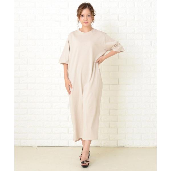 ワンピース 半袖 シンプル無地半袖ロングTシャツワンピース