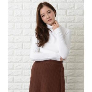 ニット リブ袖タートルネックニットセーター