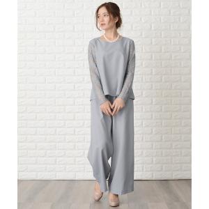 パンツドレス ウエストリボン付きレース袖ワイドパンツドレス・セットアップ｜ZOZOTOWN Yahoo!店
