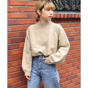 ニット セーター もちもちラグランハイネックニット レディース