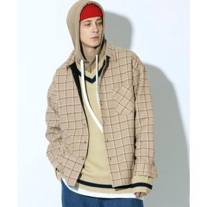 シャツ ブラウス act'm フリースボンディング ビックネルシャツ ビッグシルエットチェックシャツ