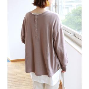 スウェット 背中ボタン2wayミニ裏毛長袖スウェットトップス