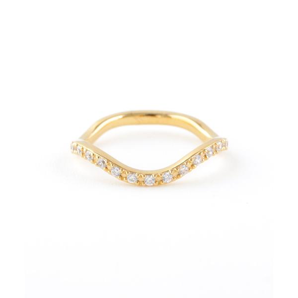 指輪 リング ウェーブ ジルコニア ピンキーリング レディース