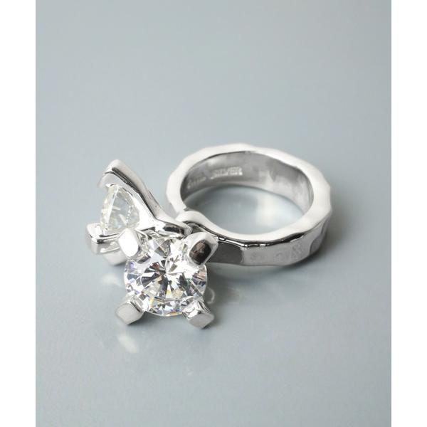 指輪 リング ジルコニア２粒ゆれピンキーリング レディース