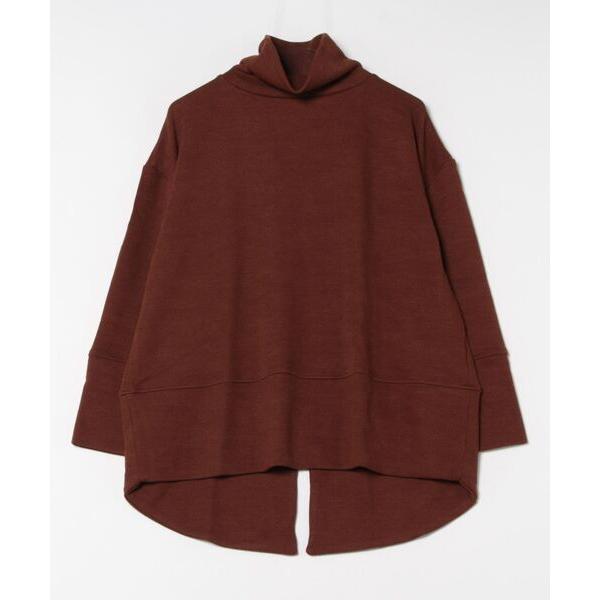 チュニック 厚地リブニットソーバックスリットワイド袖チュニック