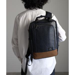 デイバック リュック 「グッシオ ウォーモ」スクエア型リュックサック オンオフ兼用 PUレザー メンズ レディース