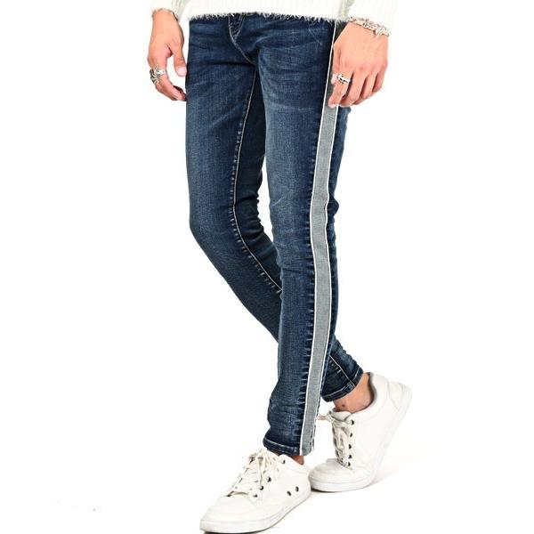 ジーンズ サイド切替パイピングデニム メンズ