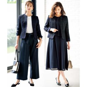 着脱ラクチン！前開きロングワンピース付３点スーツ