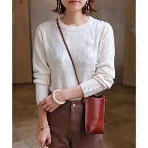 ニット クルーネック長袖リブニット トップス