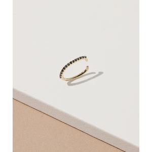 ピアス オーバルブラックダイヤエタニティーイヤーカフK10（片耳）