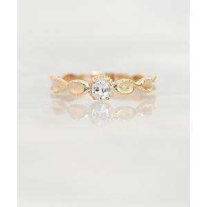 指輪 a Cote K10 ホワイトサファイア オーバル リボン マットリング