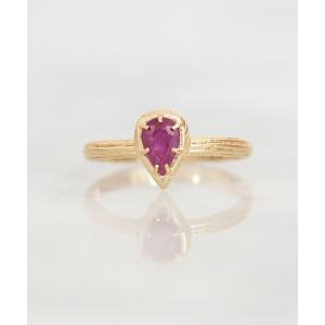 指輪 a Cote K10 ルビー ペアシェイプ マットリング