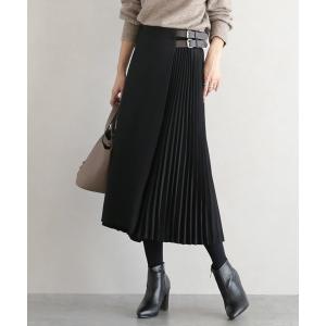 スカート プリーツ切り替えラップスカート