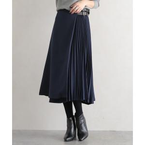 スカート プリーツ切り替えラップスカート レディース