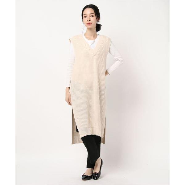 ワンピース Vネックロングニットベストワンピース