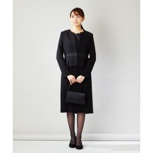 スーツ レディース 【喪服・WEB限定】ノーカラージャケット・胸元レースワンピース ブラックフォーマルアンサンブル