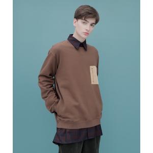 トレーナー スウェット シガーポケット エルボーパッチ プルオーバースウェット「ファッションインフルエンサーとっしー×EMMA CLOTHES 限定コ