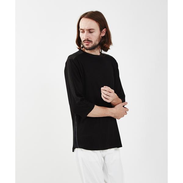 tシャツ サイドジップ異素材プルオーバー メンズ
