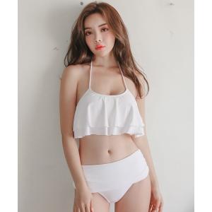 水着 細リブフレアビキニ+ハイウエストショーツビ...の商品画像