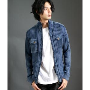 ニット RM/リブニットハイネックZIPアップ