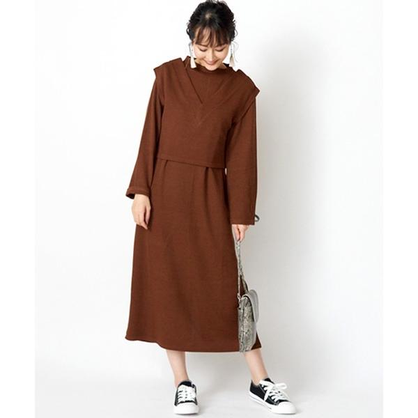 ワンピース リブニットソーショートベストセット