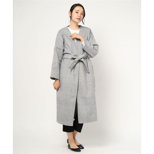 コート チェスターコート ビッググレンチェック柄ドロップショルダーガウンコート レディース