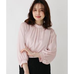 tシャツ Tシャツ ネックフリルサテン切り替えプルオーバー