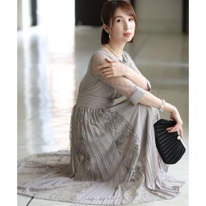 niana ドレス プリーツ×レース 7分袖結婚式ワンピースドレス niana ドレス プリーツ×レース 7分袖結婚式ワンピースドレス