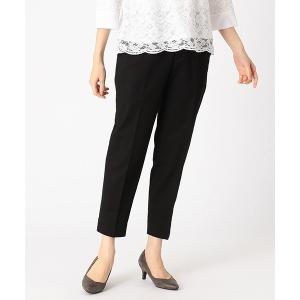 パンツ 「コットン」タック入り ストレッチ テーパードパンツ レディース