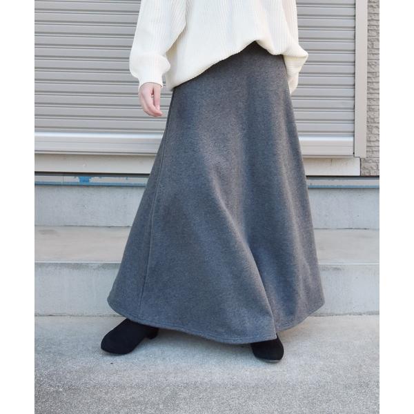 スカート 裏起毛スウェットロング丈フレアスカート