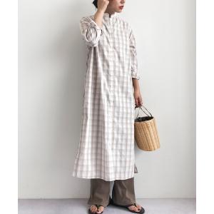 ワンピース シャツワンピース バンドカラーシャツワンピース〇