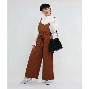 サロペット オーバーオール 2wayリボンワイドオーバーオール