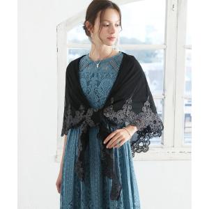 ストール マフラー ラメ刺繍シフォン見頃付きショール レディース