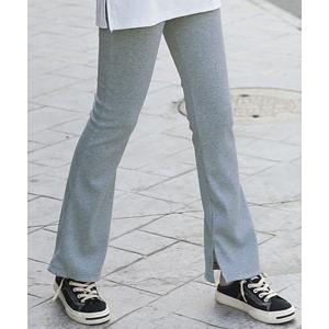 パンツ レディース スリット入りリブフレアパンツ