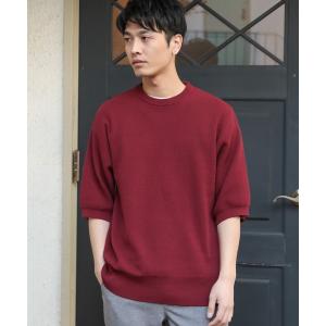 ニット メンズ サマーニット5分袖Tシャツ 「MACHINE WASHABLE」の商品画像