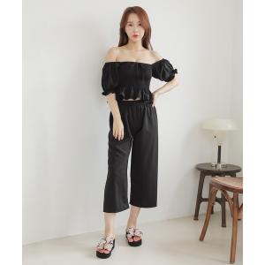 水着 シャーリングオフショルダー ハイウエストビキニ 3点セット 水着 レディース