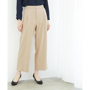 パンツ 「WEB限定34-42サイズ」「防汚加工」ストレートワイドパンツ レディース