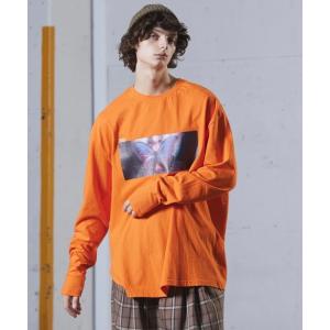 tシャツ Tシャツ act'm オーバーサイズ バタフライプリント 長袖 カットソー