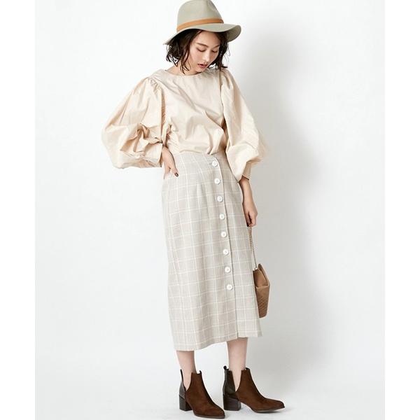 ブラウス シャツ ブロードランタンスリーブボリュームスリーブブラウス レディース