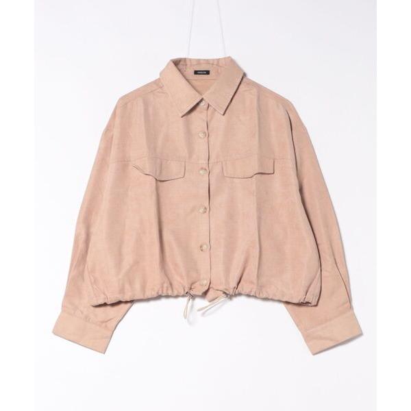 コート アウター ライスコーデュロイ裾ドロストショートシャツジャケット レディース