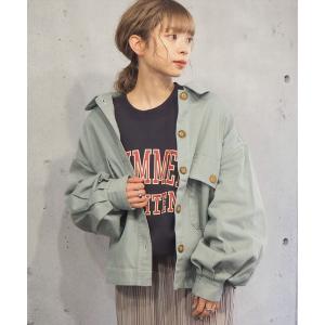 ジャケット ブルゾン 前ボタンボリューム袖ブルゾン